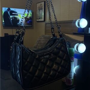 Steve Madden Black Quilted Chain-Handle Shoulder Bag